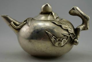 Collectible Decorated Old Handwork Tibet Silver Carved Peach Tea Pot Gd8148 photo