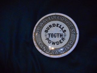 H.  P.  Wakelee Druggist San Francisco Cal Burdells Tooth Powder Pot Lid 1860 Marin photo