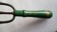 Vintage Garden Fork Spear Claw Tool Green Wood Cast Iron 3 Tines Three Tine Garden photo 2