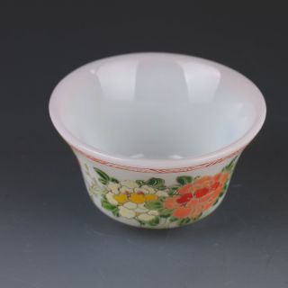 Old Beijing Colored Glaze Hand - Painted Flowers & Birds Bowl W Qianlong Mark G234 photo