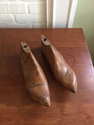 Antique Primitive Cobbler Wooden Shoe Form Molds photo