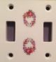 Limoges Porcelain Double Light Switch Cover Plate Flowers,  Gold & Green Trim Switch Plates & Outlet Covers photo 1