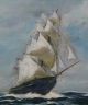 Antique T.  Bailey Maritime O/c Oil Painting,  North America Clipper Ship Folk Art photo 3