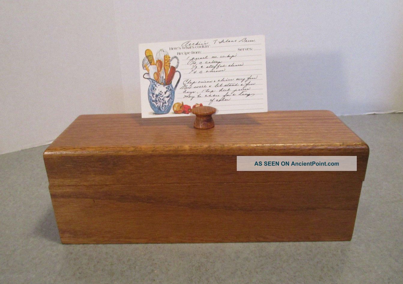 Vintage Recipe Box Wood Double Wide W/ Recipe Card Holder & Recipes Boxes photo