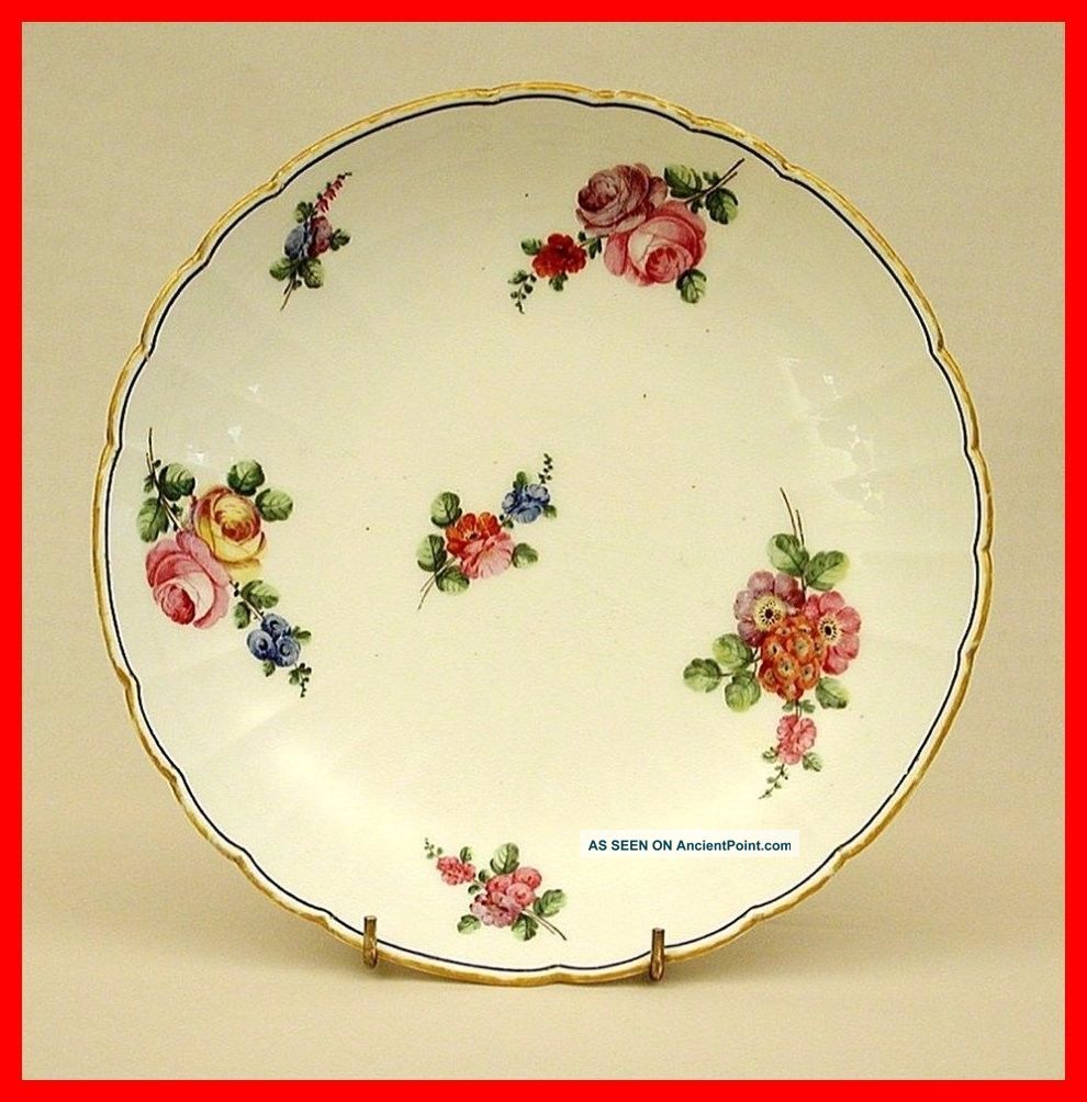 Sevres Porcelain (dish) With Date Letter For 1765 Painter ' S Mark For