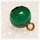 Antique Charm String Diminutive Transparent Faceted Emerald Green Glass Button Buttons photo 1