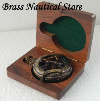 Vintage Maritime West London Antique Brass Sundial Compass Nautical Decor Gift. photo