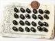 Card (24) 11mm Vtg Czech Victorian Rose Painted Oval Ribbed Black Glass Buttons Buttons photo 1
