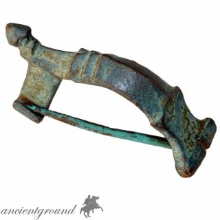 Roman Bronze P - Shape Fibula Brooch Circa 200 - 300 Ad photo