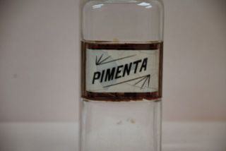 Antique Apothocary Pimenta Glass Bottle Jar With Lid photo