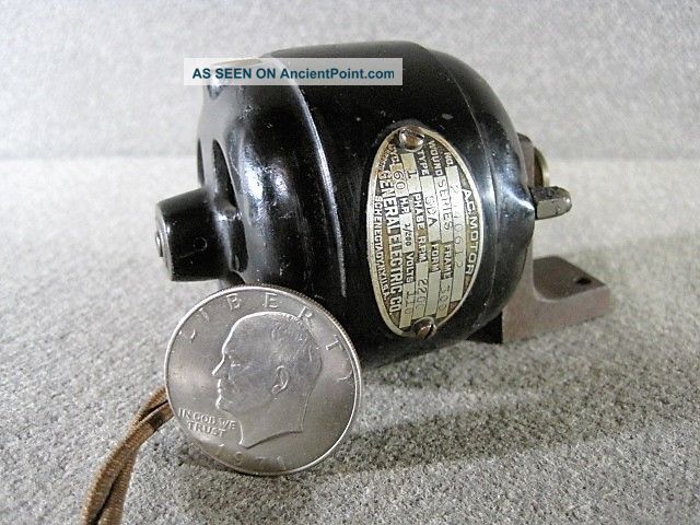 G E Miniature 1/200th Hp Antique Electric A/c Motor With Mounting Stand Engineering photo