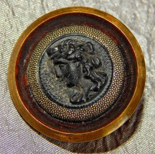 Vintage Picture Button Brass & Glass Cameo Lady Head 016 - B photo