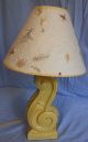 Mcm Mod Retro 1950 ' S Table Lamp Yellow Ceramic Plant Shade Lamps photo 2