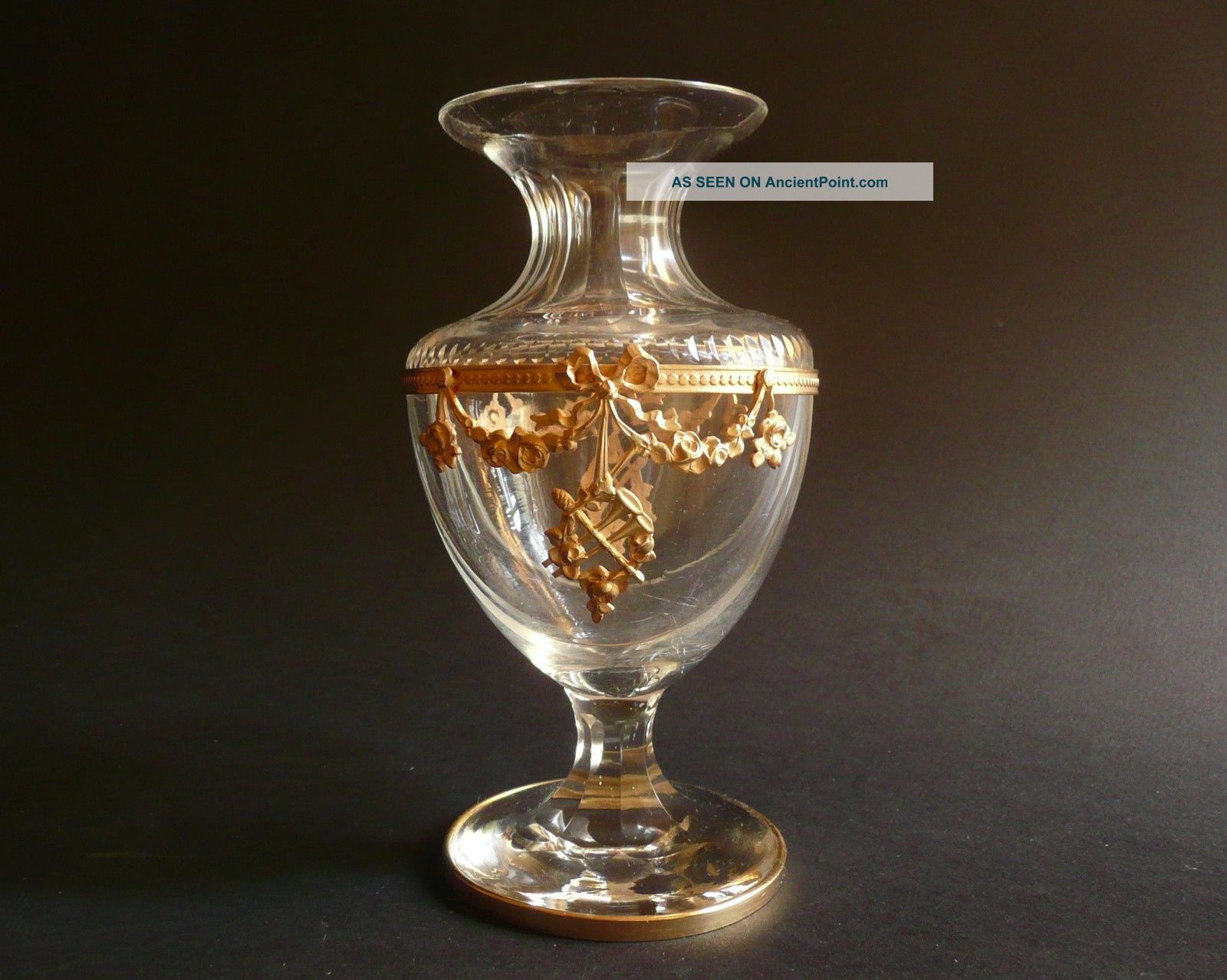 Elegant Antique French Louis 16 Crystal Ormolu Vase 6 1/2 