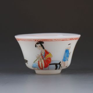 Old Beijing Colored Glaze Hand - Painted Beauty & Children Bowl W Qianlong Mark photo