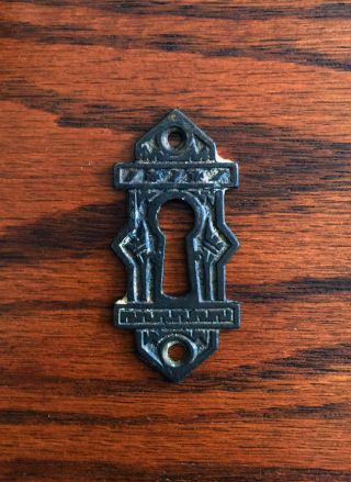 Antique Victorian Cast Iron Key Door Escutcheon - Branford - Hardware - 1885 photo