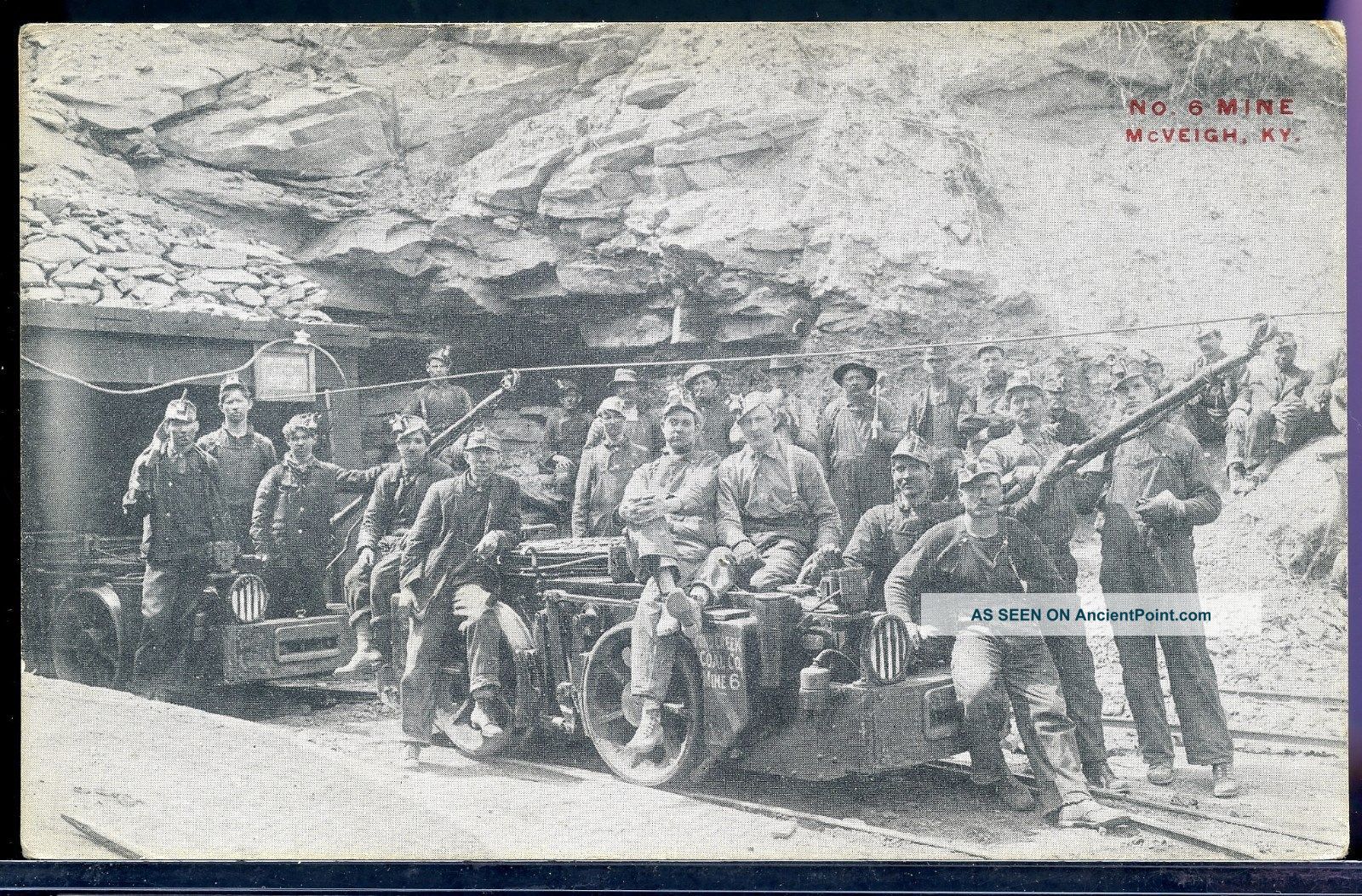 Postcard Coal Mining Mine Number 6 W Miners Mcveigh Kentucky 1908 Mining photo