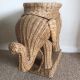 Large Wicker Elephant Table Plant Stand Trunk Up Tusks 1900-1950 photo 3