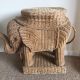 Large Wicker Elephant Table Plant Stand Trunk Up Tusks 1900-1950 photo 5