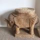 Large Wicker Elephant Table Plant Stand Trunk Up Tusks 1900-1950 photo 8