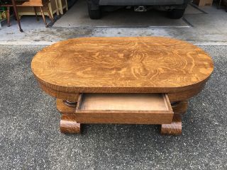 Antique Arts And Crafts Mission Tiger Oak Coffee Table W/ Drawer L@@k photo