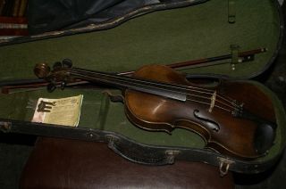 Old Antique Violin With Case And Bow Ventapane 1860 photo