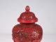18c/19c Chinese Cinnabar Lacquer Carved Lidded Vase Jar W Finest Details & Color Vases photo 6