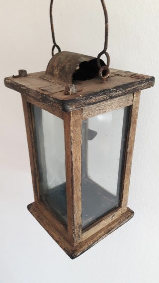 Important Antique Barn Lantern - Painted - Early Lighting - 1850 photo