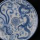 Blue And White Porcelain Hand - Painted Dragon & Phoenix Plate W Qianlong Mark Plates photo 3