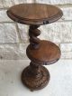 Carved Wood 2 Tier Open Barley Twist Pedestal Table Plant Stand 25 