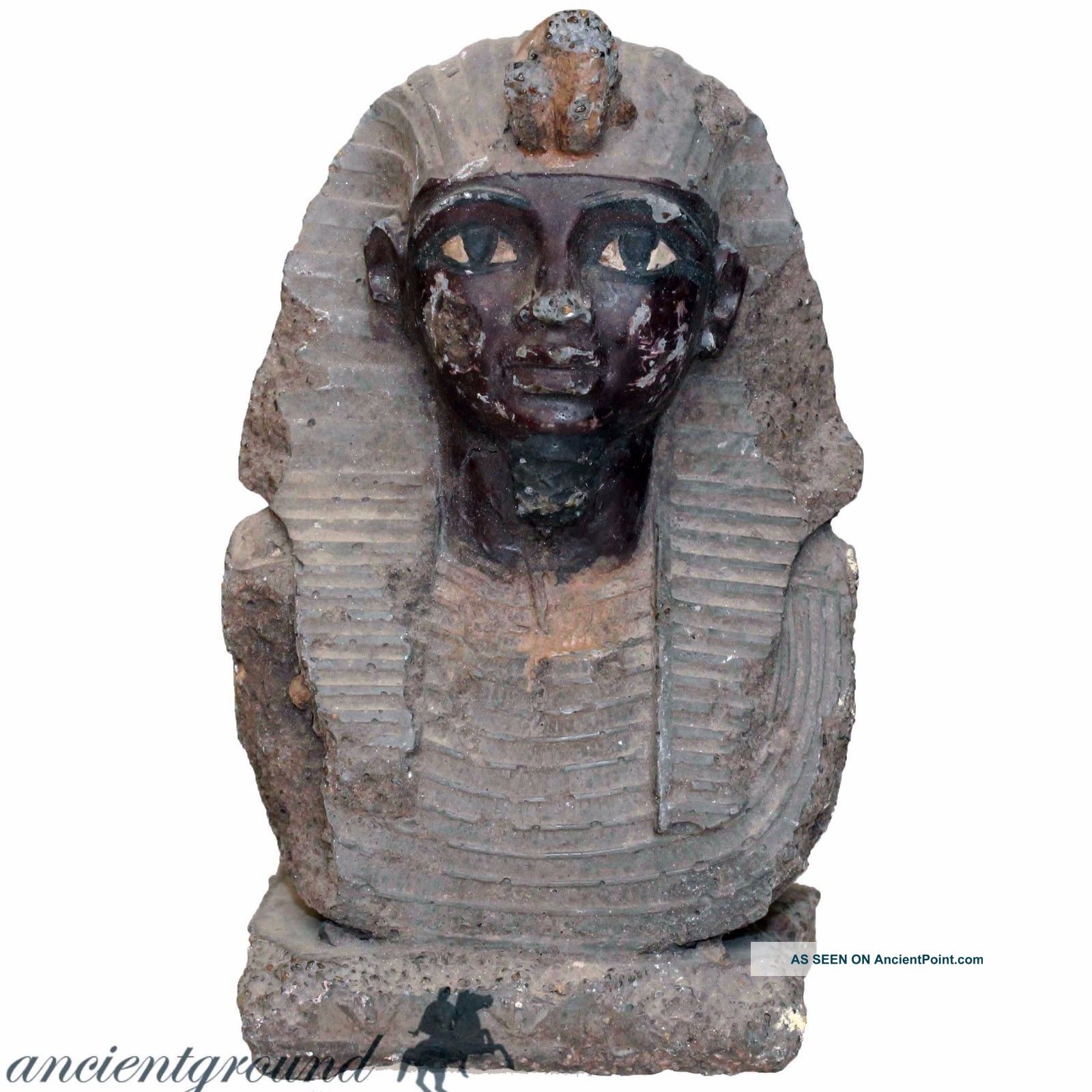 An Huge Tutankhamun Stone Bust Circa 1500 Ad,  1273 Grams Roman photo