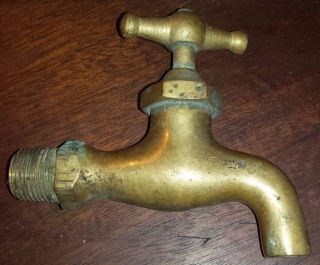 Salvage Solid Brass Fisher Spigot Indoor/outdoor Faucet Vintage Steampunk Garden photo