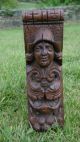 17thc Oak Carved Medieval Male Peasant Corbel C.  1690 ' S Other Antique Woodenware photo 6