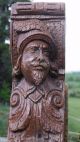 17thc Oak Carved Medieval Soldier Corbel C.  1690 ' S Other Antique Woodenware photo 1