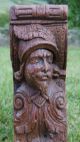 17thc Oak Carved Medieval Soldier Corbel C.  1690 ' S Other Antique Woodenware photo 4