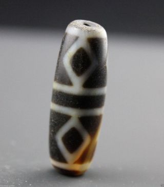 38 13 Mm Oriental Vintage Unusual Tibetan Old 6 Eyes Dzi Bead photo