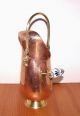 Medium Sized Solid Copper/solid Brass Coal Scuttle W/brass & Delft Handles On It Hearth Ware photo 1