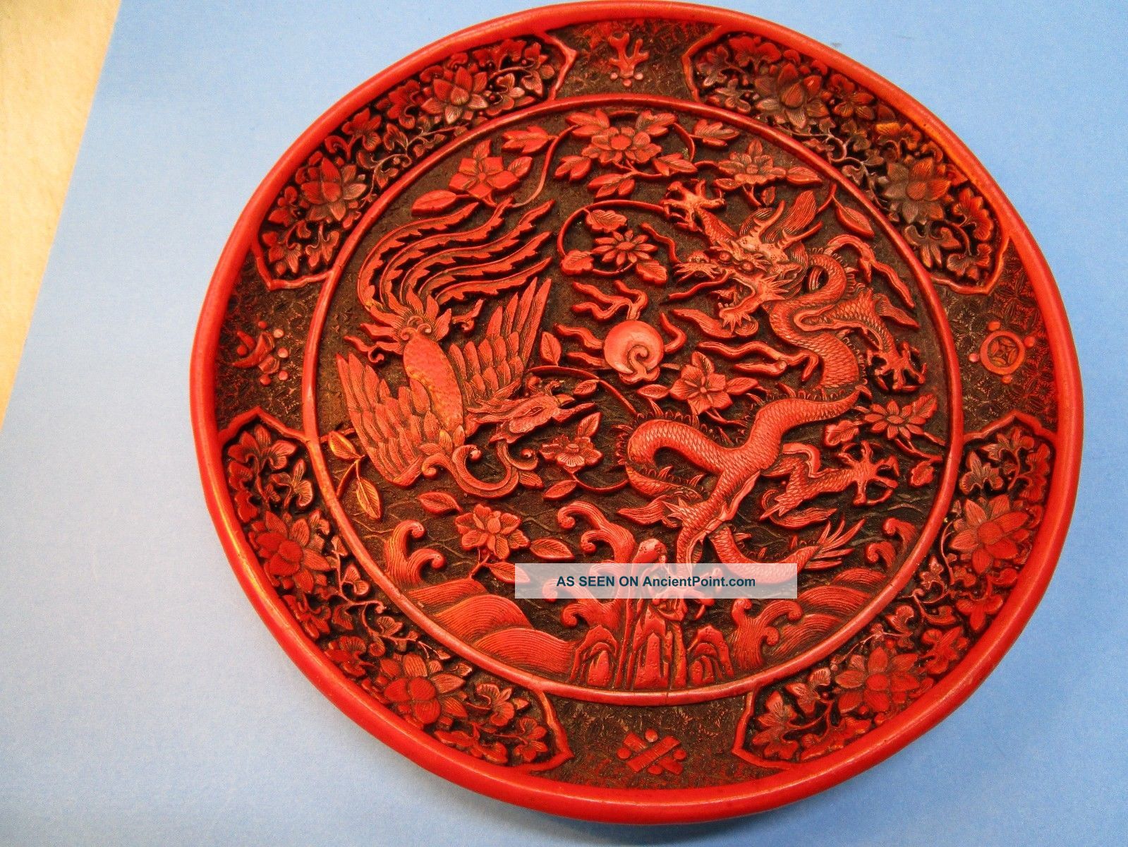 Vintage Chinese Cinnabar Lacquered Plate Other Asian Antiques photo