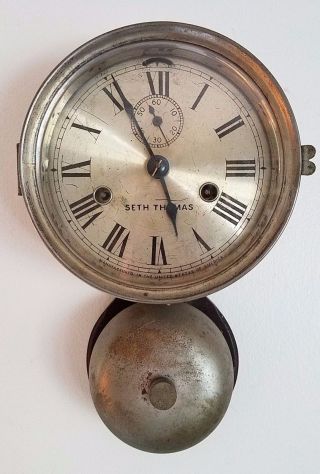 Antique Seth Thomas Ship ' S Bell Clock With External Bell photo