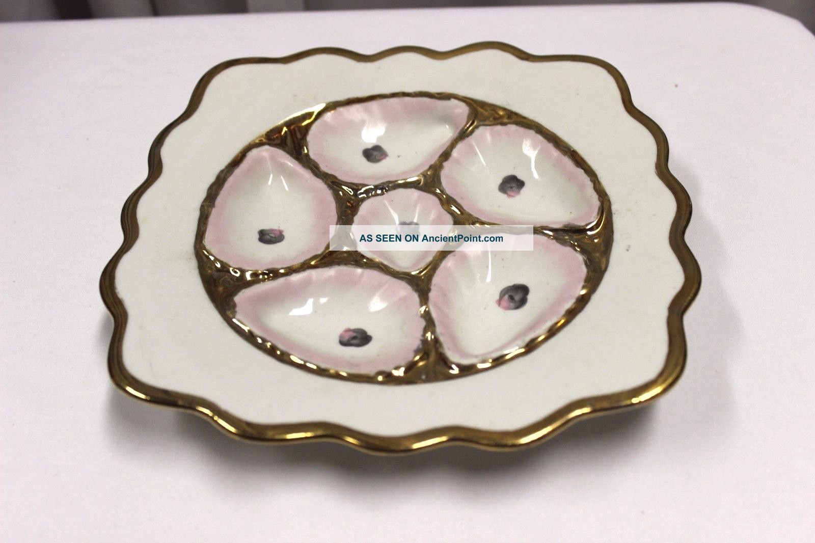 Germany Antique Porcelain Square Oyster Plate Signed & Numbered Plates & Chargers photo