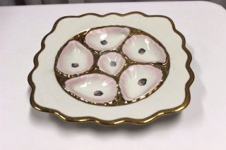 Germany Antique Porcelain Square Oyster Plate Signed & Numbered photo