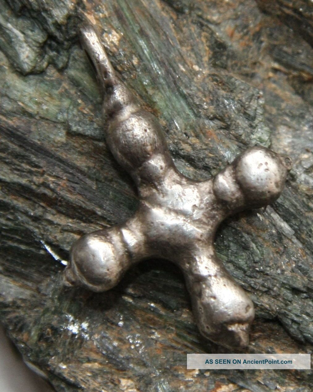 Ancient Viking Ornament Solid Silver Cross Pendant (apl) Reproductions photo