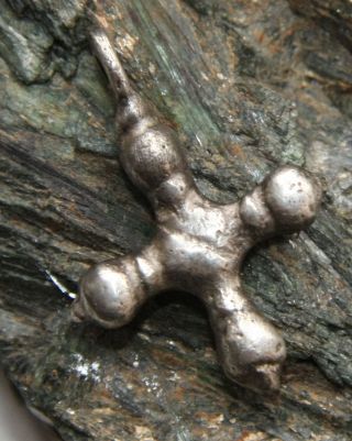 Ancient Viking Ornament Solid Silver Cross Pendant (apl) photo