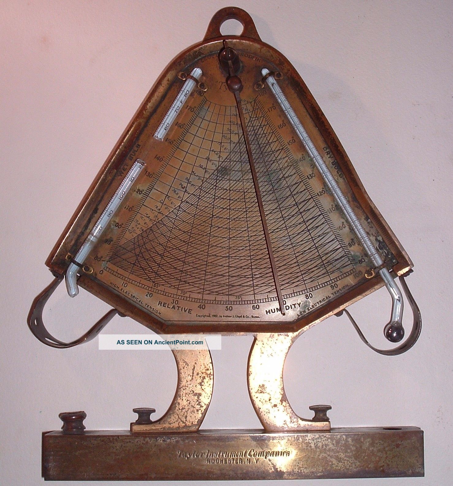 1902,  Antique Tycos Lloyd ' S Hygrodeik Thermometer Barometer Hygrometer Barometers photo