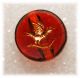 Antique Cranberry Red Glass Button W Incised Golden Bird On Branch Buttons photo 1
