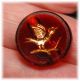 Antique Cranberry Red Glass Button W Incised Golden Bird On Branch Buttons photo 3