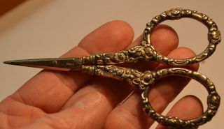 Scissors Sterling Silver Germany Small Fancy Antique photo