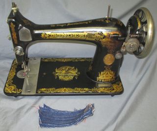 Serviced Antique 1922 Singer 127 Sphinx Treadle Sewing Machine Worx Video photo