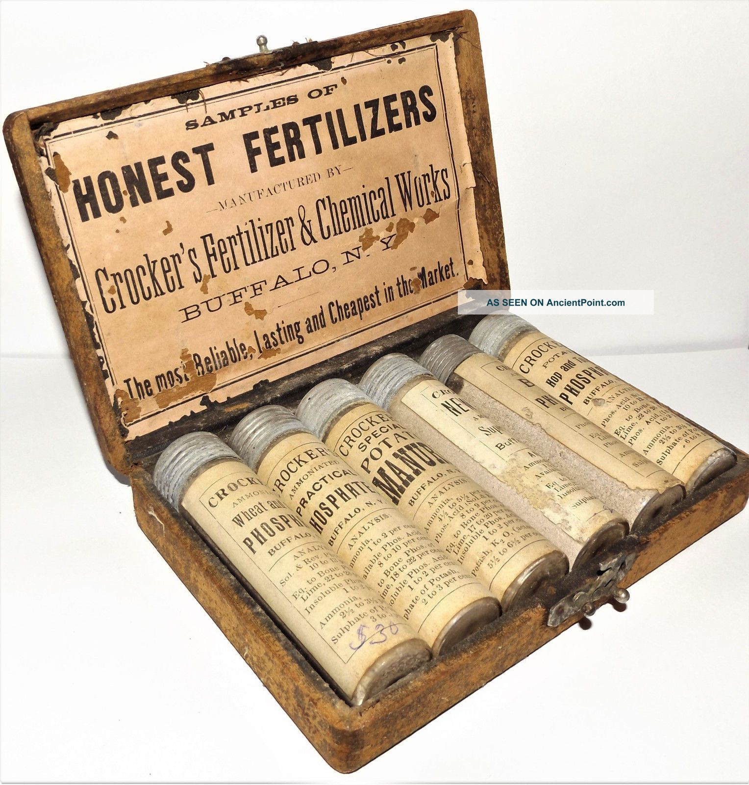 Antique Salesmans Sample Crocker ' S Honest Fertilizers Vintage Six Cased Bottles Other Mercantile Antiques photo