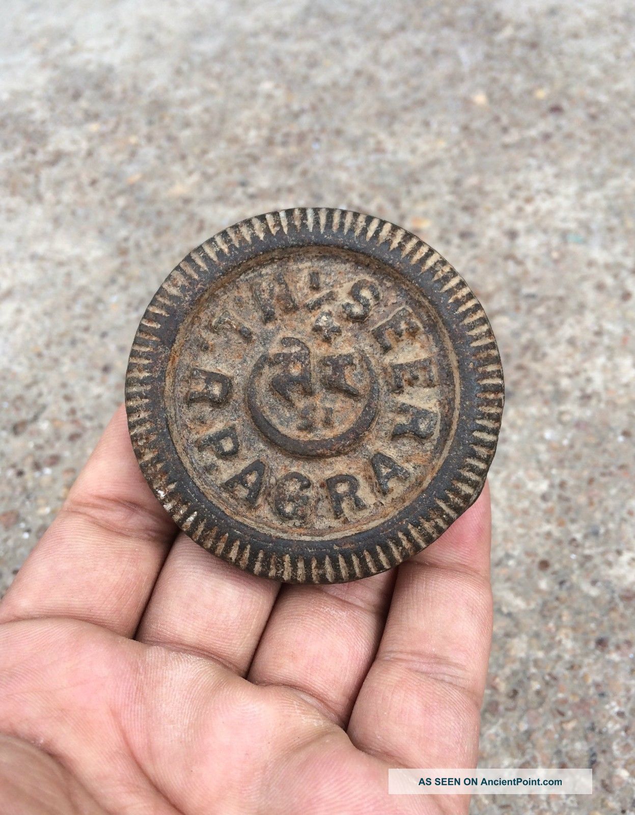 Antique Iron Casted 1/4 Seers Agra Engraved Mercantile Measuring Weight Other Mercantile Antiques photo